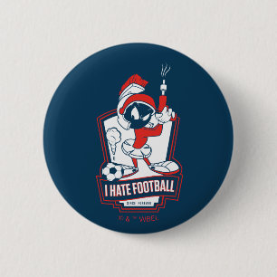 Badge Rond 5 Cm MARVIN LE MARTIEN ™ « Je déteste le football » Gra