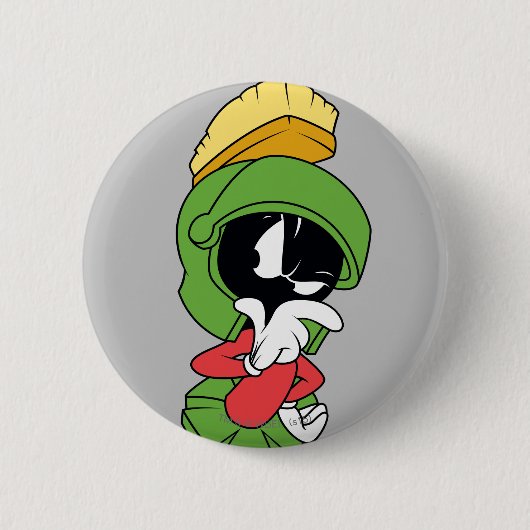 Badge Rond 5 Cm MARVIN LE MARTIEN ™ Pensif (Devant)