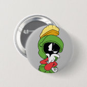 Badge Rond 5 Cm MARVIN LE MARTIEN ™ Pensif (Devant & derrière)