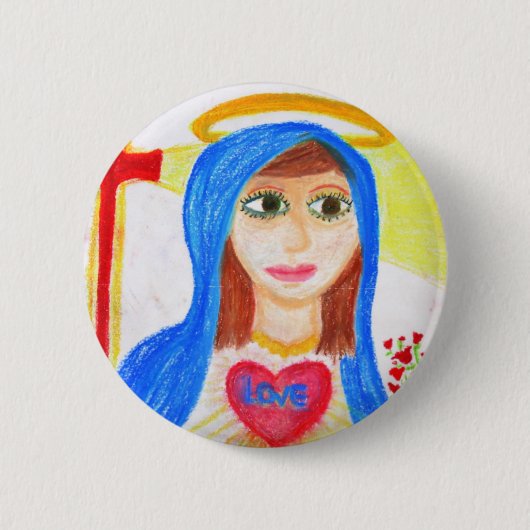 Badge Rond 5 Cm Mary, mère de l'amour (Devant)