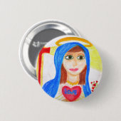 Badge Rond 5 Cm Mary, mère de l'amour (Devant & derrière)