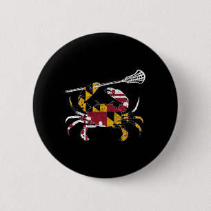Badge Rond 5 Cm Maryland Crabe Bleu Lacrosse Lover Drapeau De Mari