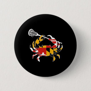 Badge Rond 5 Cm Maryland State Drapeau Crabe Crosse Complète Bâton