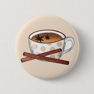 Badge Rond 5 Cm Masala Chai Teacup Indien Spirale Thé Noir Cuppa