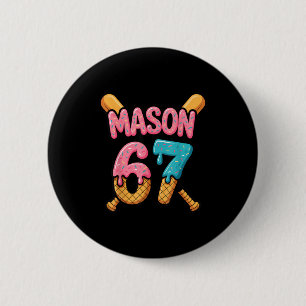 Badge Rond 5 Cm Mason 67 Baseball à la crème glacée qui coule