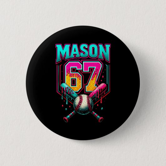 Badge Rond 5 Cm Mason 67 Funny Ice Cream Drip Baseball Ice Cream D (Devant)