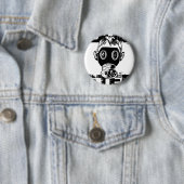 Badge Rond 5 Cm Masque à Gaz Dubstep (En situation)