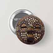 Badge Rond 5 Cm Masque africain avec des coquilles de cauri (Devant & derrière)