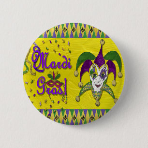 Badge Rond 5 Cm Masque de bouffon Mardi Gras Arlequin