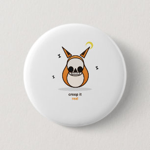 Badge Rond 5 Cm Masque de crâne de renard Halloween drôle "Creep I