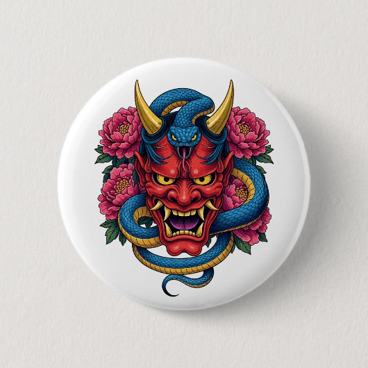 Badge Rond 5 Cm Masque de Diable (Devant)
