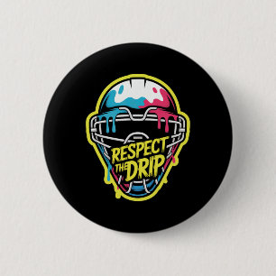 Badge Rond 5 Cm Masque de gardien de hockey Respect The Drip Hocke