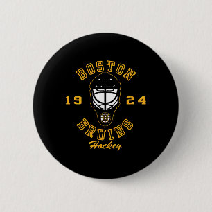 Badge Rond 5 Cm Masque de hockey des Bruins de Boston Noir Officie