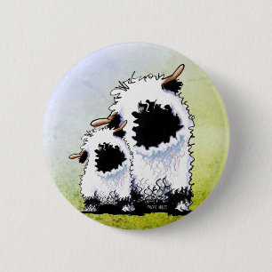 Badge Rond 5 Cm Masque de mouton Valais à nez noir