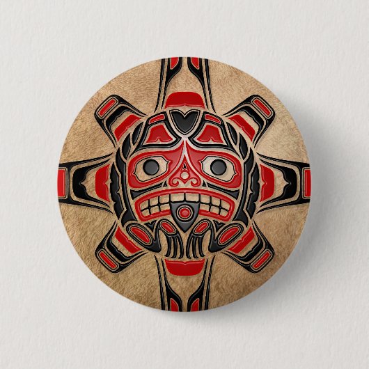 Badge Rond 5 Cm Masque de Sun de Haida (Devant)