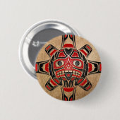 Badge Rond 5 Cm Masque de Sun de Haida (Devant & derrière)