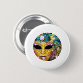 Badge Rond 5 Cm Masque d'or abstrait de carnaval (Devant & derrière)