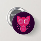 Badge Rond 5 Cm Masque gaz de chat rose (Devant & derrière)