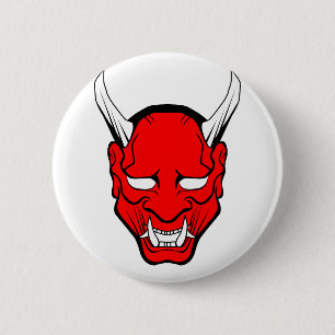 Badge Rond 5 Cm Masque japonais Hannya rouge