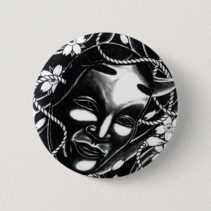 Badge Rond 5 Cm Masque Oni Kabuki