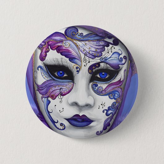 Badge Rond 5 Cm Masque pourpre de carnaval par PSOVART (Devant)