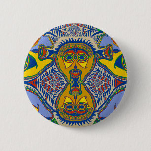 Badge Rond 5 Cm Masque tribal chamanique