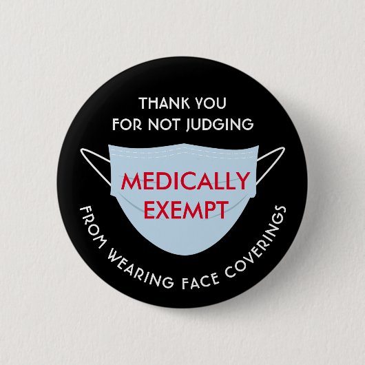 Badge Rond 5 Cm Masque Visage médicalement exempté (Devant)