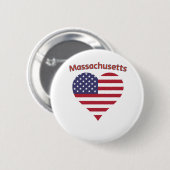 Badge Rond 5 Cm Massachusetts American Flag Heart (Devant & derrière)