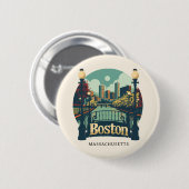 Badge Rond 5 Cm Massachusetts de Boston (Devant & derrière)