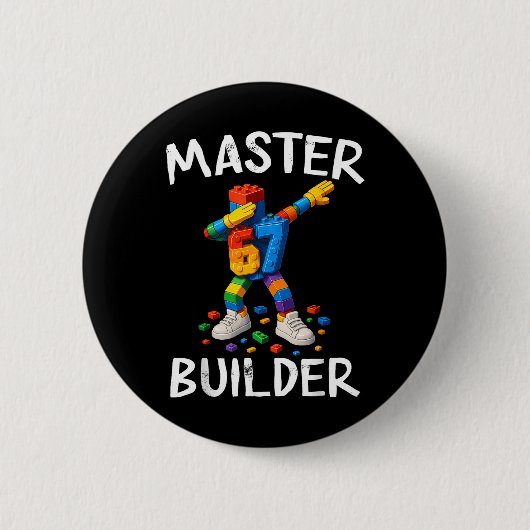 Badge Rond 5 Cm Master Builder Dabbing 67 Meme Building Blocks Bri (Devant)