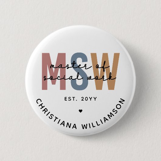 Badge Rond 5 Cm Master en travail social en MSW (Devant)