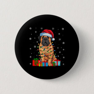 Badge Rond 5 Cm Mastiff Chien moche Noël illumine Santa Hat Mastif
