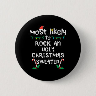 Badge Rond 5 Cm Match de famille de Noël moche