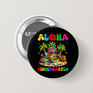 Badge Rond 5 Cm Maternelle Aloha Ananas Hawaï Rentree Scolaire