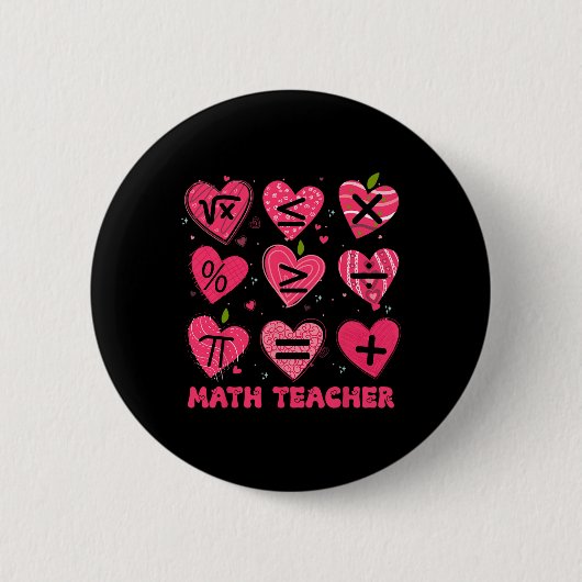 Badge Rond 5 Cm Math Saint-Valentin Professeur Math Symboles Arith (Devant)