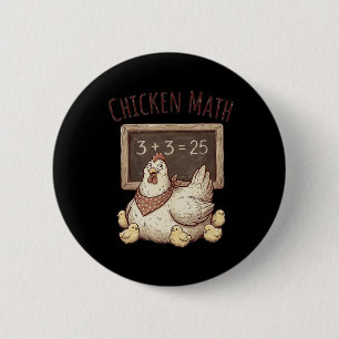 Badge Rond 5 Cm Mathématiques de poulet Équation drôle de tableau