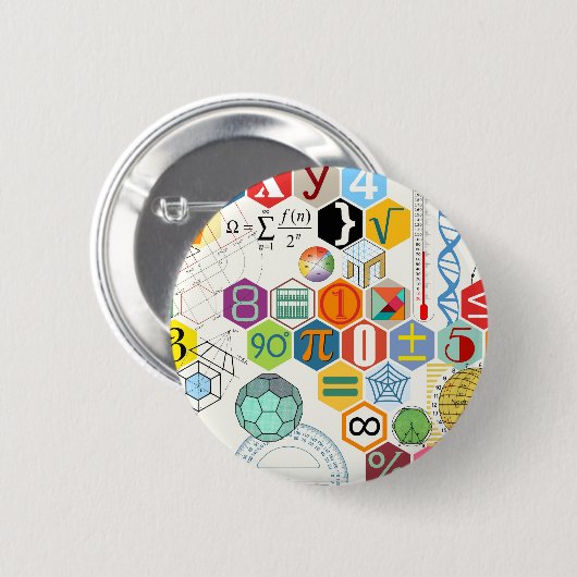 Badge Rond 5 Cm Maths (blanches) (Devant & derrière)