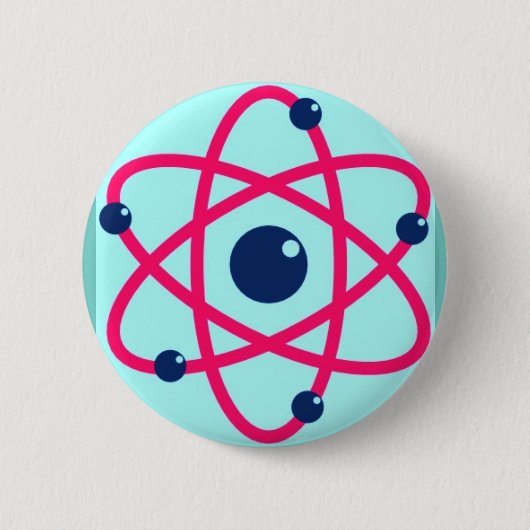 Badge Rond 5 Cm Matière d'atomes ! Atome rose et bleu (Devant)
