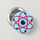 Badge Rond 5 Cm Matière d'atomes ! Atome rose et bleu (Devant & derrière)