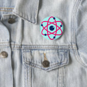 Badge Rond 5 Cm Matière d'atomes ! Atome rose et bleu (En situation)