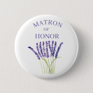 Badge Rond 5 Cm Matron d'honneur Aquarelle d'Herbe de Lavande
