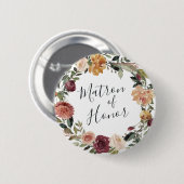 Badge Rond 5 Cm Matron d'honneur en fleur rustique (Devant & derrière)