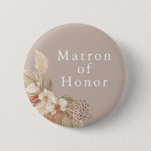 Badge Rond 5 Cm Matron d'honneur Mariage Boho Pampas Grass