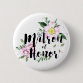 Badge Rond 5 Cm Matron d'honneur Mariage d'aquarelle rose (Devant)