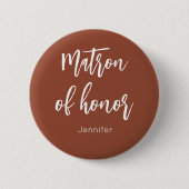 Badge Rond 5 Cm Matron d'honneur Terracotta Mariage Brown (Devant)