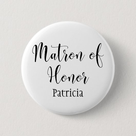 Badge Rond 5 Cm Matron d'honneur Typographie de script avec nom (3 (Devant)