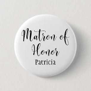 Badge Rond 5 Cm Matron d'honneur Typographie de script avec nom (3