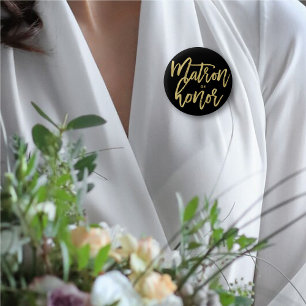 Badge Rond 5 Cm Matron Of Honor Script Mariage de la fête nuptiale
