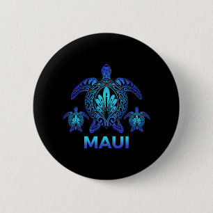 Badge Rond 5 Cm Maui Hawaii Tortue de mer Hawaiian Aloha Beach