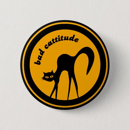 Badge Rond 5 Cm Mauvais bouton de Cattitude (Devant)